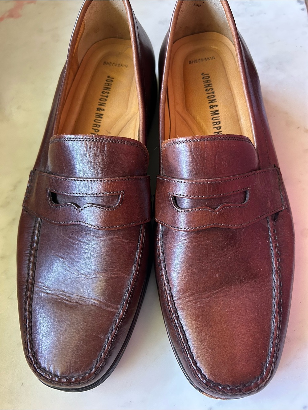 Johnston & Murphy Brown Leather Penny Loafers Men’s 9.5 M Sheepskin